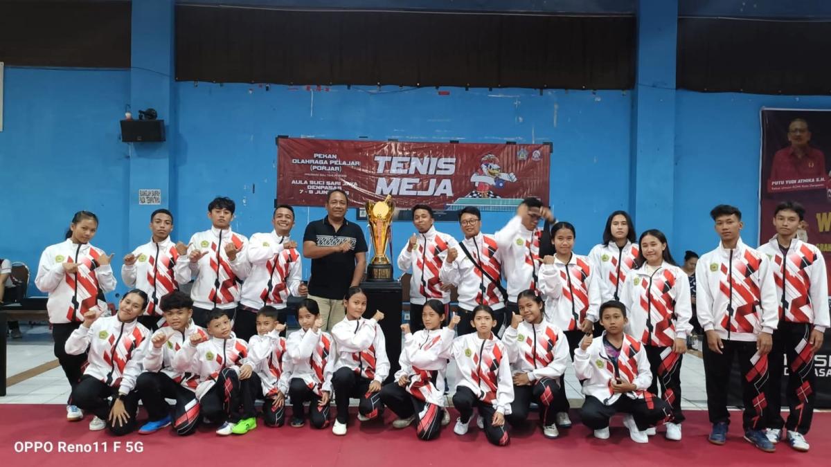 Tenis Meja Gianyar Ukir Sejarah, Raih Juara Umum Porjar Bali 2026